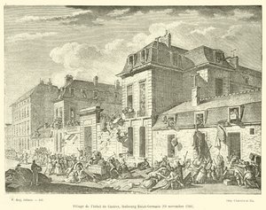 Plünderung des Hotels de Castres, Faubourg Saint-Germain, 13. November 1790 von French School