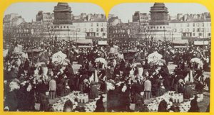 Place de la Bastille, der Schinkenmarkt, Paris, stereoskopische Ansicht, ca. 1860