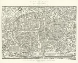 Plan von Paris, unter der Herrschaft von Heinrich II. von Olivier Truschet und Germain Hoyau