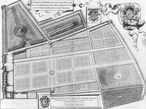 Plan des Königlichen Gartens der Heilpflanzen in Paris, 1641 von French School