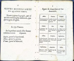 Planeten und astrologische Zeichen humorvoll behandelt - in „Almanach pour le temps passé“, von Jean Guerin