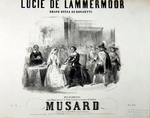 Spielplan für die Oper Lucie de Lammermoor von Gaetano Donizetti (1797-1848), gedruckt von Bertauts von French School