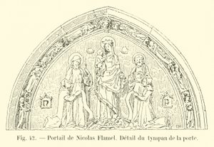 Portal von Nicolas Flamel, Detail des Tympanons der Tür von French School