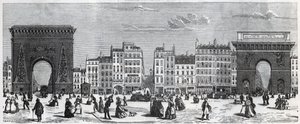 Porte Saint-Denis und Rue Faubourg Saint Denis - Porte Saint Martin und Rue Faubourg Saint-Martin Gravur in „Tableau-de-Paris“ von Edmond Texier (1815-1887)