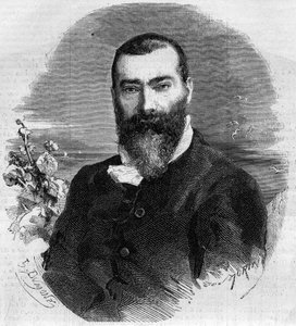 Porträt von Alphonse Karr (1808-1898), französischer Romanautor und Dramatiker. Gravur in „Le Monde Illustré“ Nr. 145 vom 21. Januar 1860.