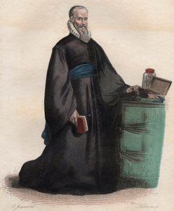 Porträt von Ambroise Paré (1509-1590), französischer Chirurg. Illustration aus „Le Plutarque Français“ von Edmond Mennechet