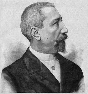 Porträt von Anatole France (1844-1924), französischer Romanautor und Dichter, Mitglied der Académie Française. Gravur in „La gazette du dimanche“ vom 6. Februar von French School