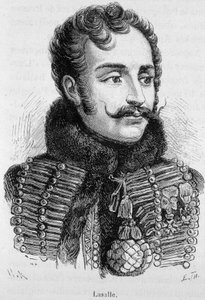 Porträt von Antoine Charles Louis, Graf von Lasalle, französischer General (1777 - 1809), gefallen in der Schlacht bei Wagram - in „L