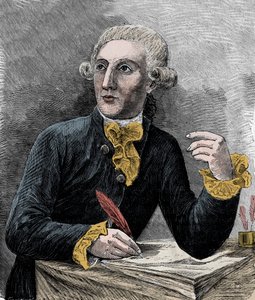Porträt von Antoine Laurent de Lavoisier (1743-1794), französischer Chemiker - Porträt von Antoine Laurent de Lavoisier (1743-1794), französischer Chemiker - Gravur in „Wissenschaften für alle - Physik und Chemie populär“ von Alexis Clerc - Ende 19. Jahrhu von French School