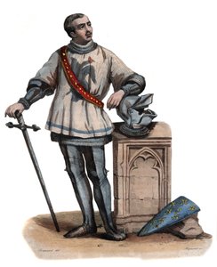 Porträt von Bertrand Duguesclin (Du Guesclin) (1320-1380), bretonischer Ritter und französischer Militärkommandant. Illustration aus „Le Plutarque Français“ von Edmond Mennechet