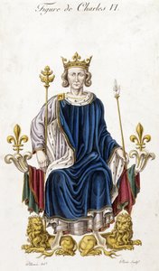 Porträt von Karl VI auf seinem Thron - Gravur 19. Jahrhundert von French School