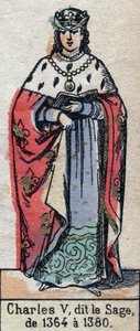Porträt von Karl V. von Frankreich, bekannt als Karl der Weise (1338-1380) (Dynastie der Kapetinger). Illustration Ende des 19. Jahrhunderts.