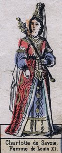 Porträt von Charlotte de Savoie (1440-1483), Ehefrau von Ludwig XI. von Frankreich. Illustration Ende des 19. Jahrhunderts