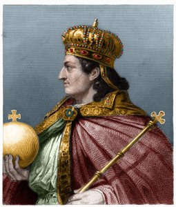 Porträt von Childebert II, König von Austrasien - in „Histoire des Francais“ von Lavallee, Gravur von French School