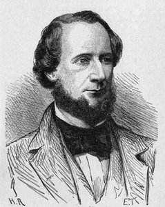 Porträt von Cyrus West Field (1819 - 1892), amerikanischer Industrieller - im „Album der Wissenschaft; berühmte Gelehrte; Große Entdeckungen“ 1896.