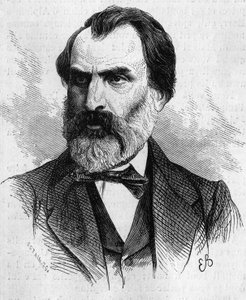 Porträt von Eugene Pelletan (1813-1884), französischer Politiker. Gravur in „Le Monde Illustré“ Nr. 634 vom 5. Juni von French School