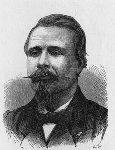 Porträt von Eugène Godard (1827 - 1890), französischer Luftfahrtkünstler - in „Album der Wissenschaft; berühmte Gelehrte; Große Entdeckungen“ 1896 von French School