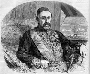 Porträt von Fouad (Fuad) Pascha (1815-1869), türkischer Politiker und Botschafter. Gravur von Morin in „Die illustre Welt“ Nr. 65 vom 10. Juli von French School