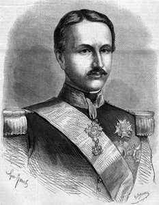 Porträt von Franz II. (1836-1894), König von Neapel. Gravur in „Le Monde Illustré“ Nr. 172 vom 28. Juli 1860. von French School