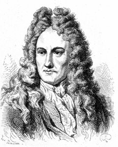 Porträt von Gottfried Wilhelm von Leibniz (1646 - 1716), deutscher Philosoph und Gelehrter - in „Album der Wissenschaft; berühmte Gelehrte; Große Entdeckungen“ 1896 von French School
