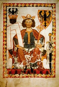 Porträt von Heinrich VI. (1165-97), König von Deutschland, von Sizilien und Kaiser des Heiligen Römischen Reiches. Miniatur des Codex „Manesse“
