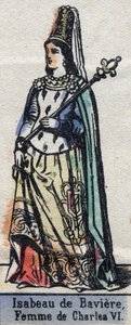 Porträt von Isabeau (Isabelle, Elisabeth) von Bayern (1371-1435), Ehefrau von Karl VI. von Frankreich. (Kapetische Dynastie). Illustration Ende des 19. Jahrhunderts.