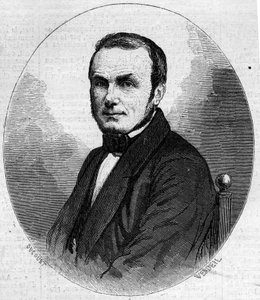 Porträt von Isidore Geoffroy Saint Hilaire (1805-1861), französischer Zoologe, Sohn von Etienne Geoffroy Saint-Hilaire. Gravur in „Le Monde Illustré“ Nr. 241 vom 23. November von French School