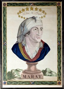 Porträt von Jean Paul Marat, französischer Arzt, Journalist und Politiker (1743-1793), der Freund des Volkes. Radierung mit starkem Wasser und Meißel aus dem 18. Jahrhundert. Paris, Musée Carnavalet.