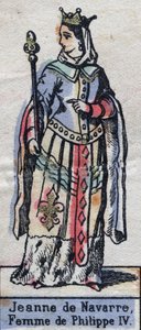 Porträt von Johanna I. von Navarra (1273-1304), Ehefrau von Philipp IV. von Frankreich. (Dynastie der Kapetinger). Illustration Ende des 19. Jahrhunderts