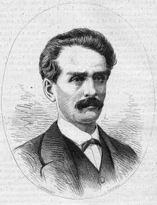 Porträt von Jules Poncet (1838-1873), französischer Entdecker, Bruder von Ambroise Poncet. Gravur in "Le Monde Illustré" Nr. 872 vom 27. Dezember 1873