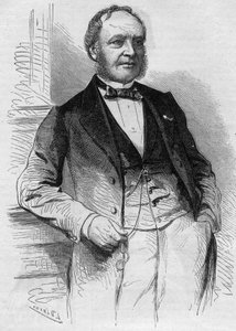 Porträt von Louis Christophe Francois Hachette, französischer Verleger. Gravur in „Le Monde Illustré“ Nr. 383 vom 13. August 1864 von French School