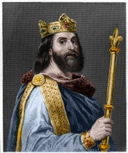 Porträt von Ludwig II. der Stammler oder der Faule (846 - 879), König von Frankreich - in „Histoire des Français“ von Lavallée, Gravur, undatiert von French School