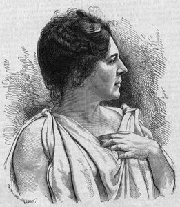 Porträt von Madame Agar (Marie Léonide Charvin, genannt) (1836-1891), französische Komödiantin. Gravur in „La gazette du dimanche“ vom 21. November 1895