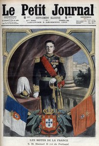 Porträt von Manuel II., König von Portugal (1889-1932) während seines Besuchs in Paris - „Le Petit Journal“ vom 5. Dezember