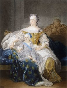 Porträt von Maria Leszczynska und dem Delfin von French School