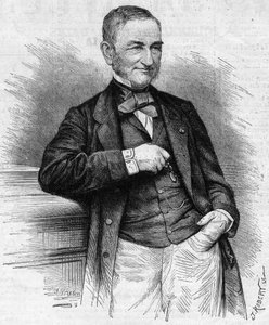Porträt von Moreau Chaslon (Moreau-Chaslon), Präsident des Verwaltungsrats der Compagnie Generale des Omnibus (CGO). 19. Jahrhundert. Gravur in „Le Monde Illustré“ Nr. 660 vom 4. Dezember 1869.