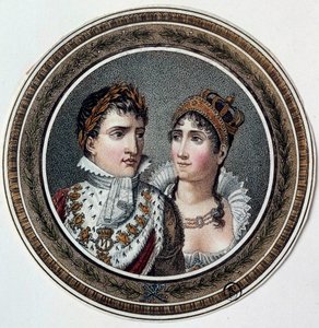 Porträt von Napoleon I. und Josephine de Beauharnais auf einem Bonbondeckel