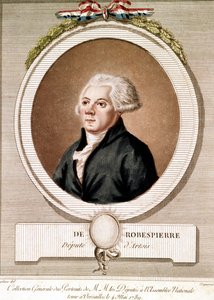 Porträt von Robespierre (Gravur) - Porträt von Maximilien Robespierre im Medaillon in der Serie der Porträts der Abgeordneten bei der Nationalversammlung in Versailles am 4. Mai 1789