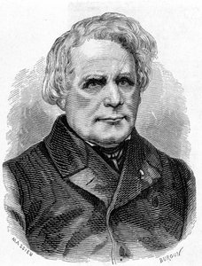 Porträt von Ruhmkorff Heinrich Daniel (1803 - 1877), Erbauer von Physikinstrumenten (das Induktionsgerät), deutscher Mechaniker und Elektriker - in „Album der Wissenschaft; berühmte Wissenschaftler; Große Entdeckungen“ 1896 von French School