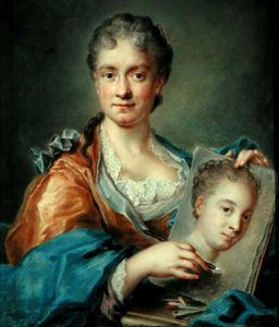 Porträt einer Dame, die ein Porträt zeichnet, ca. 1750er