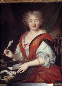 Porträt einer schreibenden Frau, früher identifiziert als Madame de Sevigne. Es könnte sich um Marie de Rabutin-Chantal, Marquise de Sevigne, handeln. Anonym von French School
