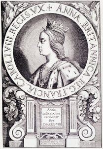 Porträt der Königin von Frankreich Anne de Bretagne (1477-1514). Gravur aus Louis XII et Anne de Bretagne von Paul Lacroix, ed. Georges Hurtrel