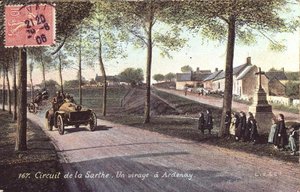 Postkarte, die das Fahren in Sarthe darstellt