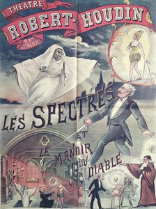 Plakat, das Geister und das Haus des Teufels im Théâtre Robert-Houdin, Paris, ca. 1870 bewirbt