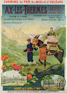 Plakat für das Skigebiet Ax-Les-Thermes, Frankreich, ca. 1900