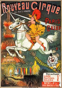 Plakat für eine Reitzeitschrift im „Nouveau Cirque“ in der Rue Saint-Honoré in Paris von French School