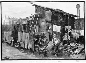 Armut in Paris: Slums, der Durchgang von Gergovie. 1884. Bibl. des Arts decos. von French School