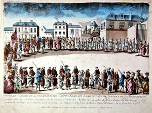 Prozession in Paris von französischen Gefangenen, die durch Lösegeldzahlung aus der Gefangenschaft in Algerien befreit wurden von French School