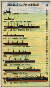 Progressive Vergrößerung der transatlantischen Schiffe von 1819 bis 1911 von French School