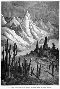 Imaginäre Projektion einer Landschaft der Venus - in „Die Länder des Himmels“ von Camille Flammarion, ed. Marpon & Flammarion, Paris von French School